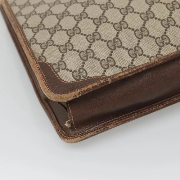 GUCCI GG Supreme Tote Bag PVC Beige Gold Auth am8712 - Picture 3 of 16